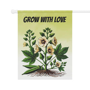 Vibrant Okra Vegetable Plant Poly Poplin Canvas Dipaliz - Flags & Windsocks