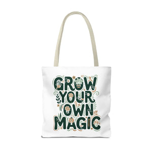 Grow your Own Magic Tote Bag, Floral Inspirational Carryall - Bags