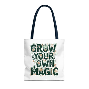 Grow your Own Magic Tote Bag, Floral Inspirational Carryall - Bags
