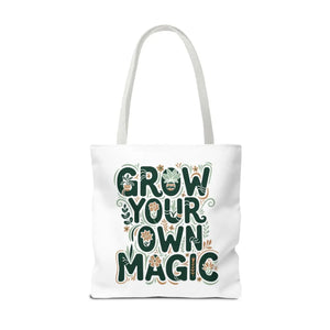 Grow your Own Magic Tote Bag, Floral Inspirational Carryall - Bags