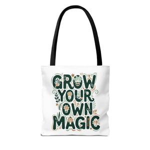 Grow your Own Magic Tote Bag, Floral Inspirational Carryall - Bags