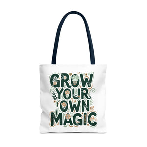 Grow your Own Magic Tote Bag, Floral Inspirational Carryall - Bags