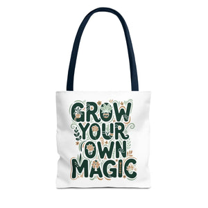 Grow your Own Magic Tote Bag, Floral Inspirational Carryall - Bags