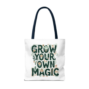 Grow your Own Magic Tote Bag, Floral Inspirational Carryall - Bags