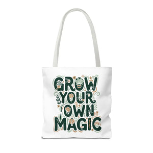 Grow your Own Magic Tote Bag, Floral Inspirational Carryall - Bags