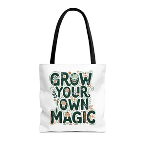 Grow your Own Magic Tote Bag, Floral Inspirational Carryall - Bags