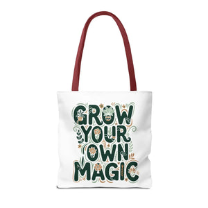Grow your Own Magic Tote Bag, Floral Inspirational Carryall - Bags