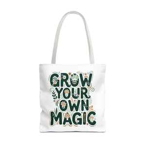 Grow your Own Magic Tote Bag, Floral Inspirational Carryall - Bags