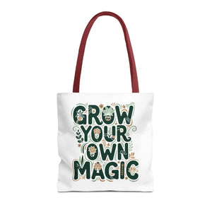 Grow your Own Magic Tote Bag, Floral Inspirational Carryall - Bags