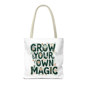 Grow your Own Magic Tote Bag, Floral Inspirational Carryall - Bags