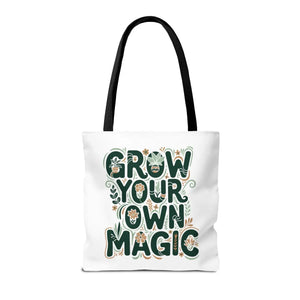 Grow your Own Magic Tote Bag, Floral Inspirational Carryall - Bags