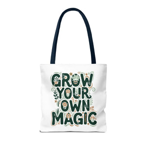 Grow your Own Magic Tote Bag, Floral Inspirational Carryall - Bags
