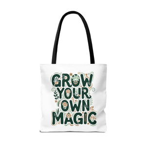 Grow your Own Magic Tote Bag, Floral Inspirational Carryall - Bags