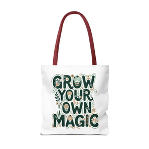 Grow your Own Magic Tote Bag, Floral Inspirational Carryall - Bags