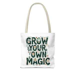 Grow your Own Magic Tote Bag, Floral Inspirational Carryall - Bags