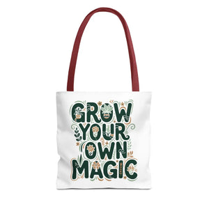 Grow your Own Magic Tote Bag, Floral Inspirational Carryall - Bags