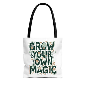 Grow your Own Magic Tote Bag, Floral Inspirational Carryall - Bags