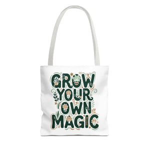 Grow your Own Magic Tote Bag, Floral Inspirational Carryall - Bags