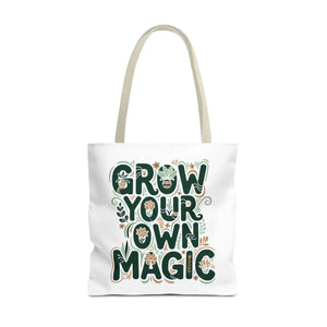 Grow your Own Magic Tote Bag, Floral Inspirational Carryall - Bags