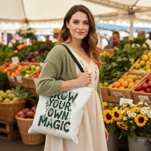 Grow your Own Magic Tote Bag, Floral Inspirational Carryall - Bags