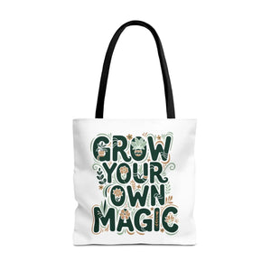 Grow your Own Magic Tote Bag, Floral Inspirational Carryall - Bags