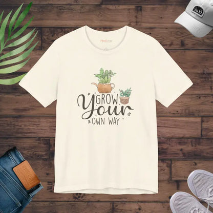 Rock the Earthy Vibe with Grow your Own Way T-shirt - Natural / s T-shirt