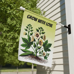 Vibrant Okra Vegetable Plant Banner Poly Poplin Canvas - Dipaliz - 24.5’’ × 32’’ - Flags & Windsocks