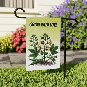 Vibrant Okra Vegetable Plant Banner Poly Poplin Canvas - Dipaliz - 12’’ × 18’’ - Flags & Windsocks