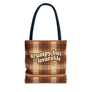 Plaid Tote Bag - Lovable Retro Character Design - Dipaliz - 13’’ × / Navy - Bags