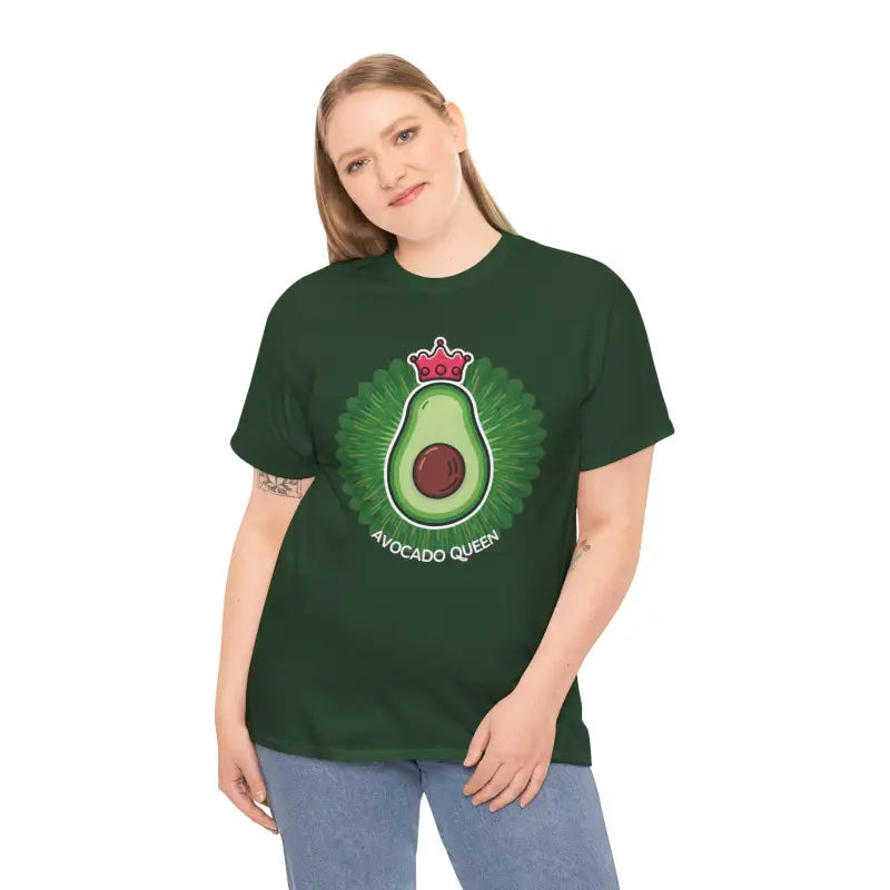 Guac n Roll Unisex Heavy Cotton Avocado Tee - Forest Green / s T-shirt