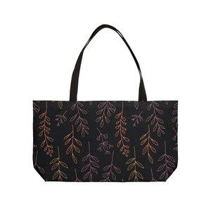 Botanical Night Weekender Tote Bag, Dark Floral Leaves Travel - 24’’ × 13’’ - Bags