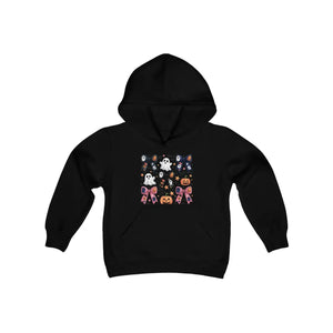 Cozy Halloween Coquette Blend Hooded Sweatshirt Youth Heavy - Dipaliz - Sweatshirts