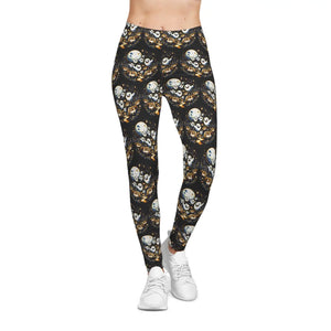 Spooky Halloween Ghosts Leggings - Vibrant Pumpkins - Dipaliz