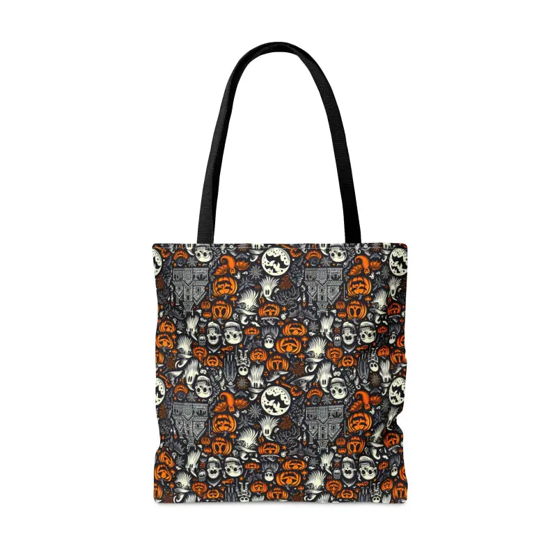 Spooky Halloween Aop Tote Bag with Black Cotton Handles - Bags