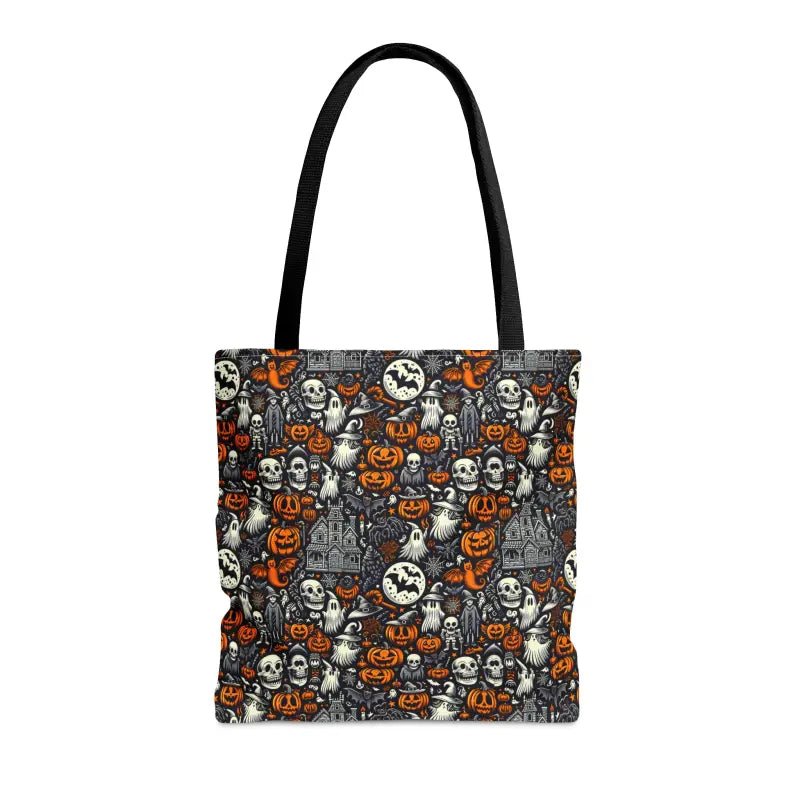 Spooky Halloween Aop Tote Bag with Black Cotton Handles - Bags