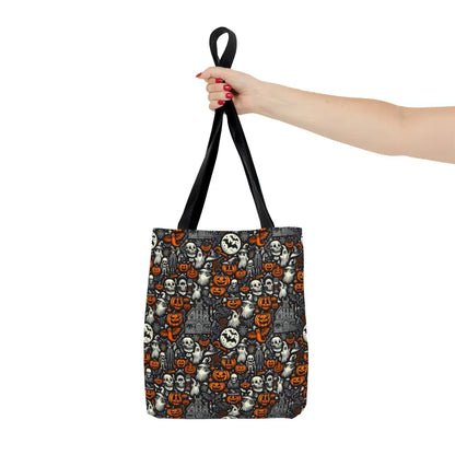 Spooky Halloween Aop Tote Bag with Black Cotton Handles - Bags