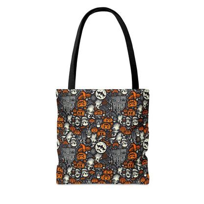 Spooky Halloween Aop Tote Bag with Black Cotton Handles - Bags