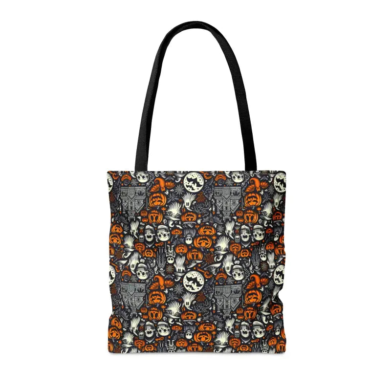 Spooky Halloween Aop Tote Bag with Black Cotton Handles - Bags