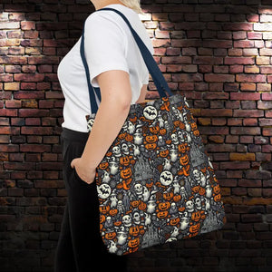 Aop Tote Bag Halloween Pattern Boxed Corners Spooky Chic - Dipaliz - Bags