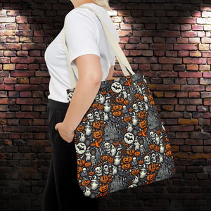Aop Tote Bag Halloween Pattern Boxed Corners Spooky Chic - Dipaliz - Bags