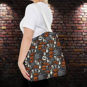 Aop Tote Bag Halloween Pattern Boxed Corners Spooky Chic - Dipaliz - Bags