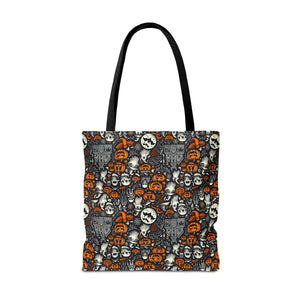 Aop Tote Bag Halloween Pattern Boxed Corners Spooky Chic - Dipaliz - Bags