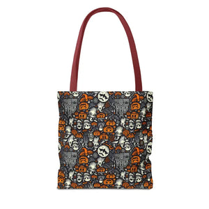 Aop Tote Bag Halloween Pattern Boxed Corners Spooky Chic - Dipaliz - Bags