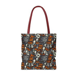 Aop Tote Bag Halloween Pattern Boxed Corners Spooky Chic - Dipaliz - Bags