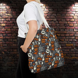 Aop Tote Bag Halloween Pattern Boxed Corners Spooky Chic - Dipaliz - Bags