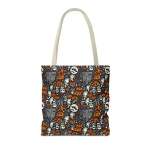Aop Tote Bag Halloween Pattern Boxed Corners Spooky Chic - Dipaliz - Bags