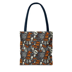 Aop Tote Bag Halloween Pattern Boxed Corners Spooky Chic - Dipaliz - Bags