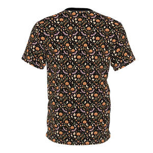 Halloween Pumpkin Floral Pattern Tee, All-over Print Cut & Sew Shirt - T-shirts