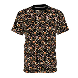 Halloween Pumpkin Floral Pattern Tee, All-over Print Cut & Sew Shirt - T-shirts