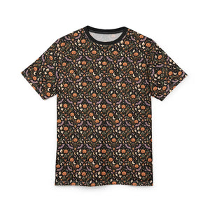 Halloween Pumpkin Floral Pattern Tee, All-over Print Cut & Sew Shirt - T-shirts